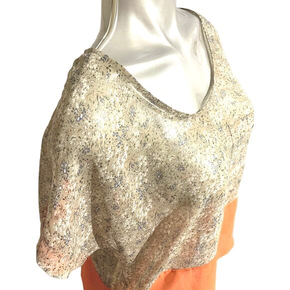Woman’s luc ca couture Tan Brown Floral and Orange Cropped Top in Size 16 XL - Picture 2 of 10
